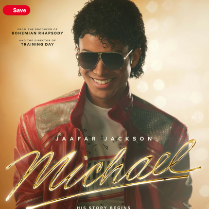 movie poster for Michael - classic shot of Michael Jackson in sunglasses