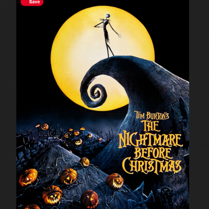 movie poster for Tim Burton's The Nightmare Before Christmas