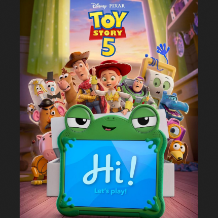 movie poster for Toy Story 5. toys and a mobile device